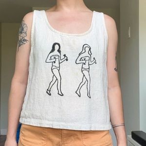 PO-EM Handwoven Cotton Tank Blockprinted Small